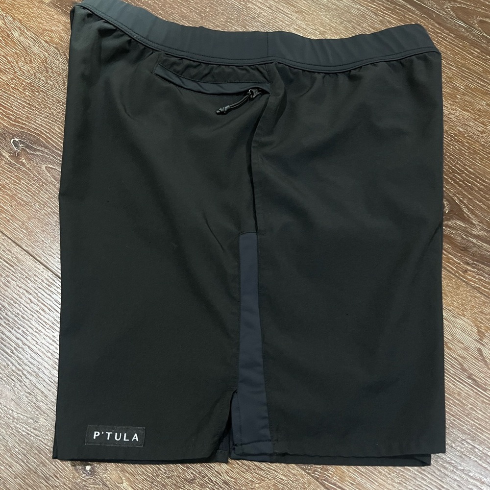 P'tula Jet Black Performance Shorts large black